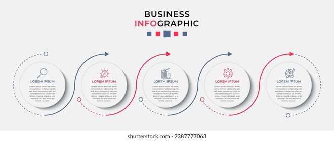 Vector Infographic design business template with icons and 5 options or steps.  square design or diagram