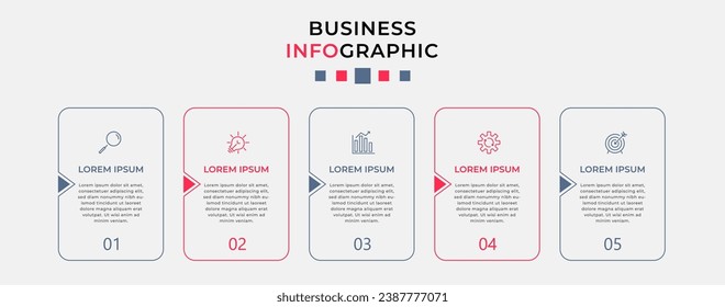 Vector Infographic design business template with icons and 5 options or steps.  square design or diagram