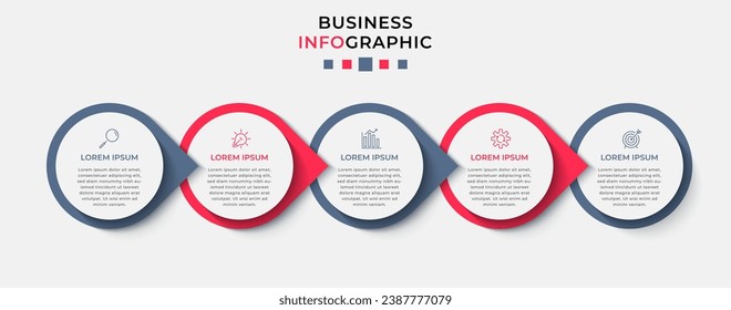 Vector Infographic design business template with icons and 5 options or steps.  square design or diagram