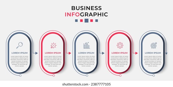 Vector Infographic design business template with icons and 5 options or steps.  square design or diagram