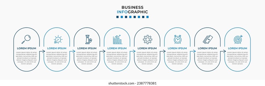 Vector Infografik Design Business Template mit Symbolen und 8 Optionen oder Schritten.  quadratisches Design oder Diagramm