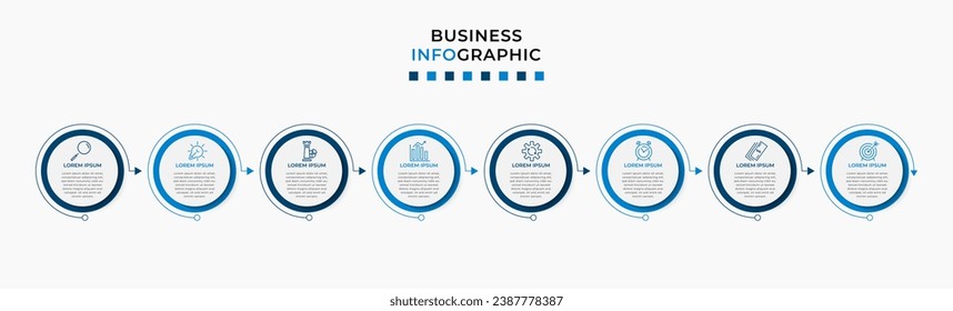 Vector Infographic design business template with icons and 8 options or steps.  square design or diagram