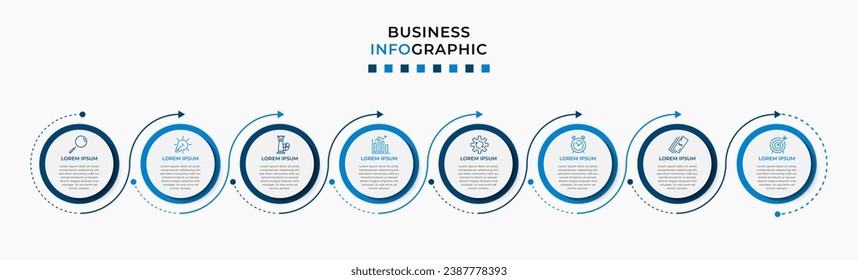 Plantilla de negocio de diseño de infografía vectorial con iconos y 8 opciones o pasos.  diseño cuadrado o diagrama