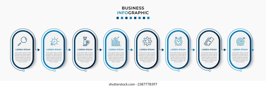 Vector Infographic design business template with icons and 8 options or steps.  square design or diagram