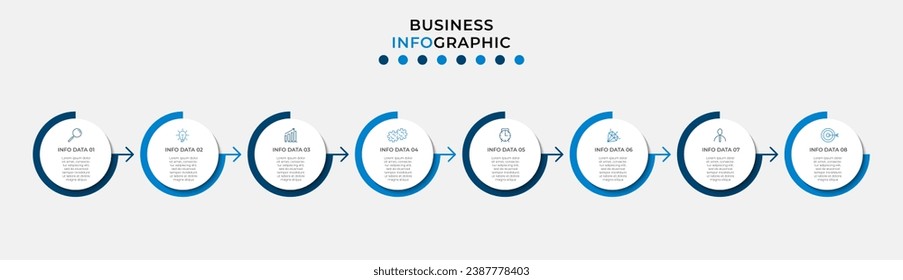 Plantilla de negocio de diseño de infografía vectorial con iconos y 8 opciones o pasos.  diseño cuadrado o diagrama