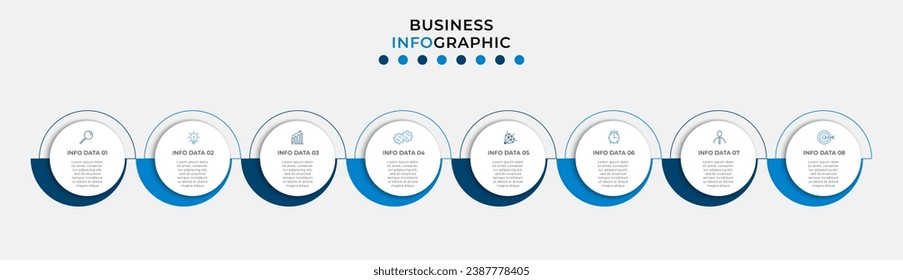 Vector Infographic design business template with icons and 8 options or steps.  square design or diagram