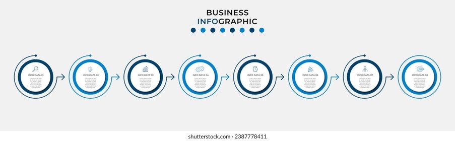 Vector Infographic design business template with icons and 8 options or steps.  square design or diagram