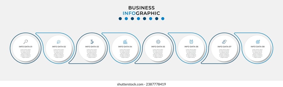 Plantilla de negocio de diseño de infografía vectorial con iconos y 8 opciones o pasos.  diseño cuadrado o diagrama