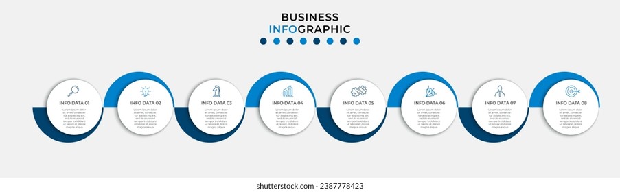 Vector Infographic design business template with icons and 8 options or steps.  square design or diagram