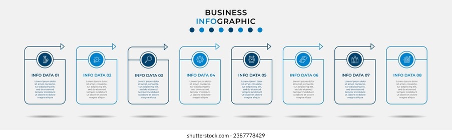 Vector Infographic design business template with icons and 8 options or steps.  square design or diagram