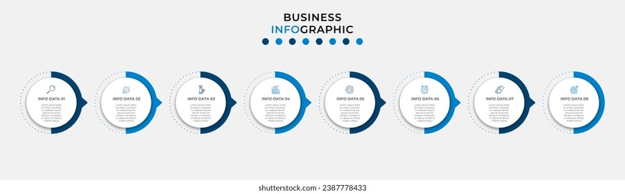 Vector Infografik Design Business Template mit Symbolen und 8 Optionen oder Schritten.  quadratisches Design oder Diagramm