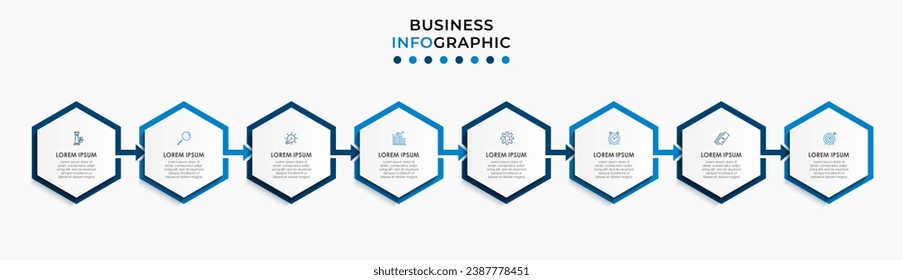 Vector Infographic design business template with icons and 8 options or steps.  square design or diagram