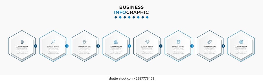 Plantilla de negocio de diseño de infografía vectorial con iconos y 8 opciones o pasos.  diseño cuadrado o diagrama