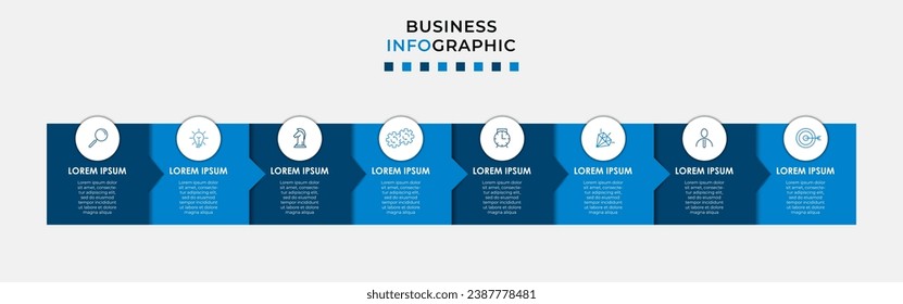 Vector Infographic design business template with icons and 8 options or steps.  square design or diagram