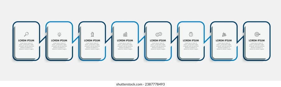 Vector Infographic design business template with icons and 8 options or steps.  square design or diagram