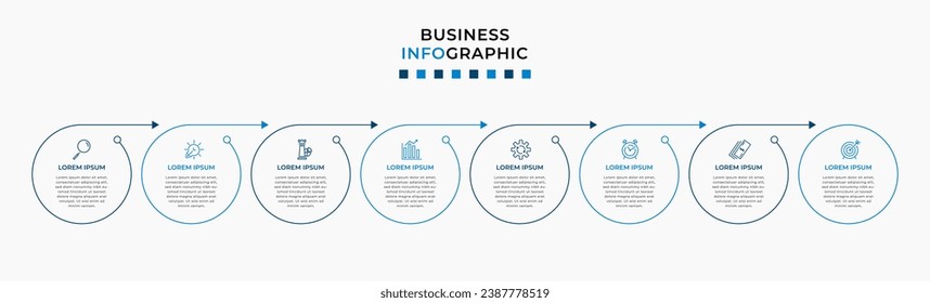 Plantilla de negocio de diseño de infografía vectorial con iconos y 8 opciones o pasos.  diseño cuadrado o diagrama