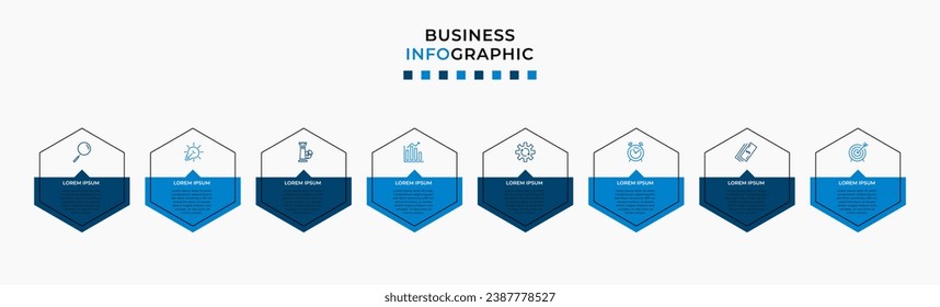 Vector Infographic design business template with icons and 8 options or steps.  square design or diagram