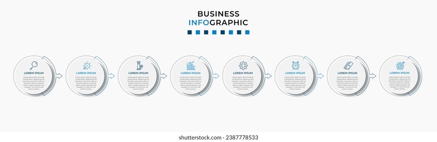 Vector Infographic design business template with icons and 8 options or steps.  square design or diagram
