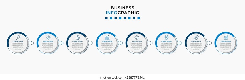 Vector Infographic design business template with icons and 8 options or steps.  square design or diagram