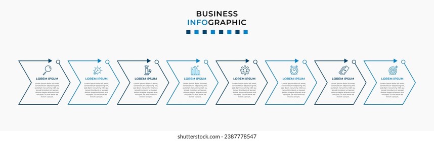 Vector Infographic design business template with icons and 8 options or steps.  square design or diagram