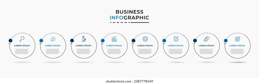 Vector Infographic design business template with icons and 8 options or steps.  square design or diagram