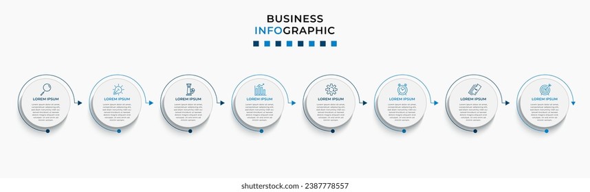 Vector Infographic design business template with icons and 8 options or steps.  square design or diagram