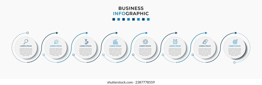 Vector Infographic design business template with icons and 8 options or steps.  square design or diagram