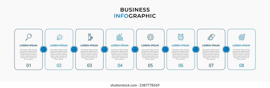 Vector Infographic design business template with icons and 8 options or steps.  square design or diagram