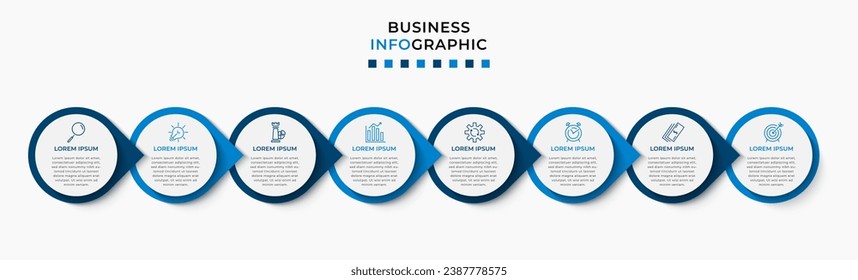 Vector Infographic design business template with icons and 8 options or steps.  square design or diagram