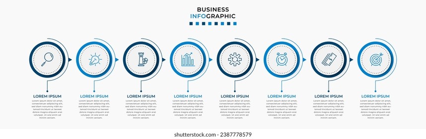 Vector Infographic design business template with icons and 8 options or steps.  square design or diagram
