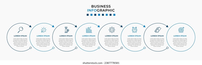 Vector Infographic design business template with icons and 8 options or steps.  square design or diagram