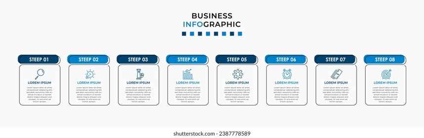 Vector Infographic design business template with icons and 8 options or steps.  square design or diagram
