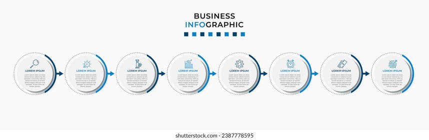 Plantilla de negocio de diseño de infografía vectorial con iconos y 8 opciones o pasos.  diseño cuadrado o diagrama