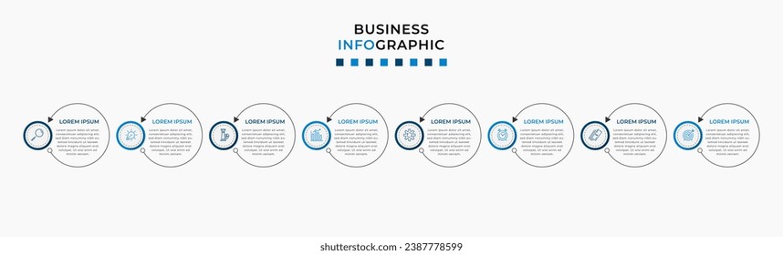 Plantilla de negocio de diseño de infografía vectorial con iconos y 8 opciones o pasos.  diseño cuadrado o diagrama