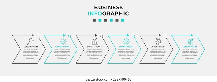 Vector Infographic design business template with icons and 6 options or steps.  square design or diagram