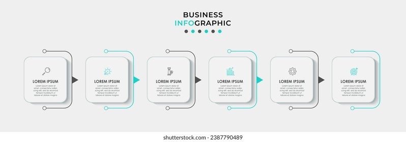 Vector Infografik Design Business Template mit Symbolen und 6 Optionen oder Schritten.  quadratisches Design oder Diagramm