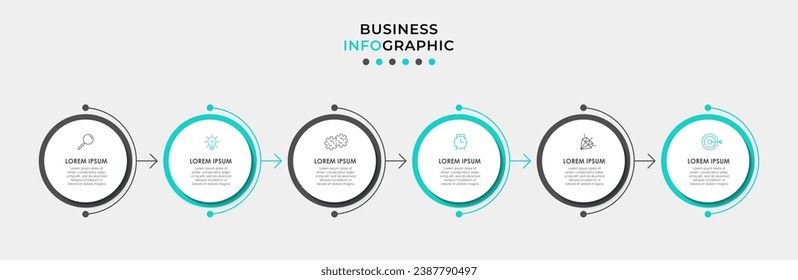 Vector Infographic design business template with icons and 6 options or steps.  square design or diagram