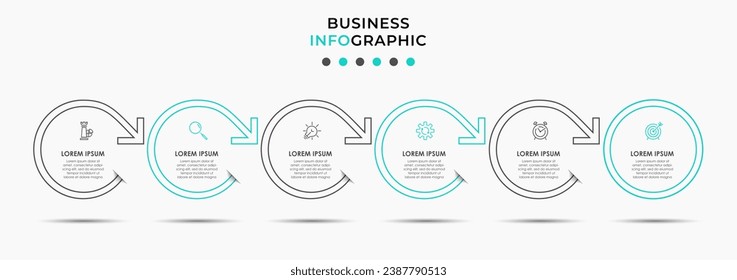 Vector Infographic design business template with icons and 6 options or steps.  square design or diagram