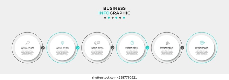 Vector Infographic design business template with icons and 6 options or steps.  square design or diagram