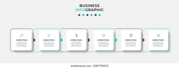Vector Infographic design business template with icons and 6 options or steps.  square design or diagram