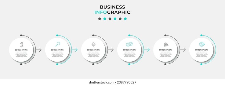 Vector Infographic design business template with icons and 6 options or steps.  square design or diagram