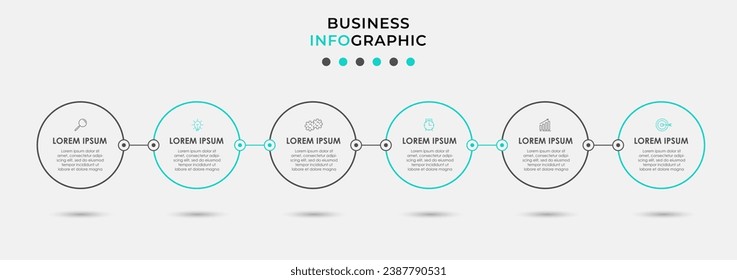 Vector Infographic design business template with icons and 6 options or steps.  square design or diagram