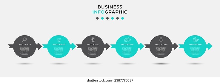 Vector Infographic design business template with icons and 6 options or steps.  square design or diagram