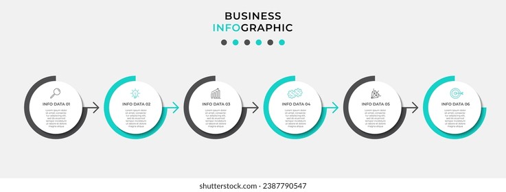 Vector Infographic design business template with icons and 6 options or steps.  square design or diagram