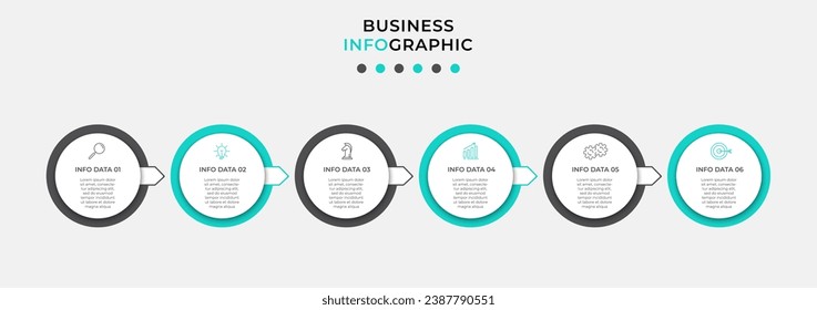 Vector Infographic design business template with icons and 6 options or steps.  square design or diagram
