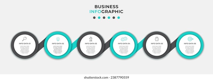 Vector Infographic design business template with icons and 6 options or steps.  square design or diagram