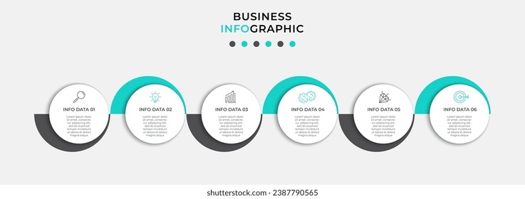 Vector Infografik Design Business Template mit Symbolen und 6 Optionen oder Schritten.  quadratisches Design oder Diagramm