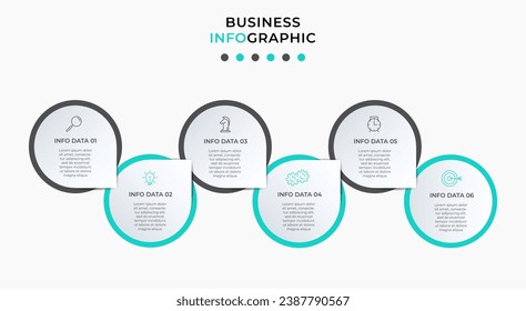 Vector Infographic design business template with icons and 6 options or steps.  square design or diagram