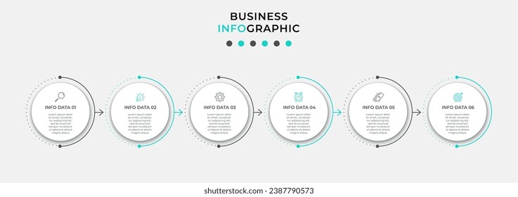 Plantilla de negocio de diseño de infografía vectorial con iconos y 6 opciones o pasos.  diseño cuadrado o diagrama