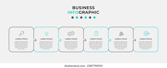 Vector Infographic design business template with icons and 6 options or steps.  square design or diagram